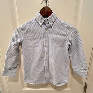 Standard Blues Boys Blue and White Striped Long-Sleeve Button Down Shirt Size 7